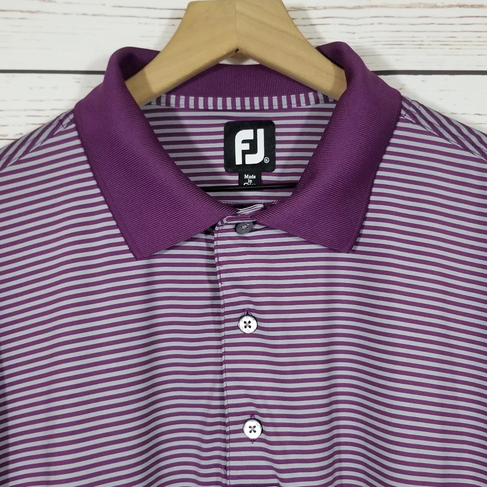 Footjoy | Purple Stripe Dryjoy Performance Golf Polo - Picture 2 of 5